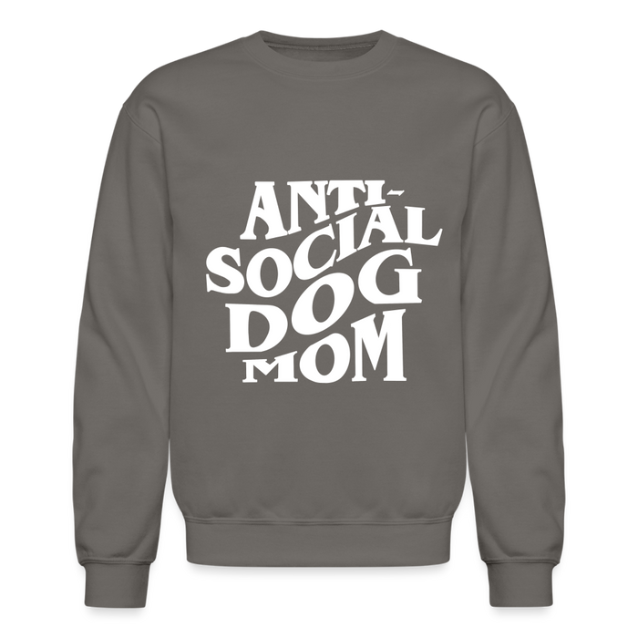 Anti-Social Dog Mom- Women's Crewneck - asphalt gray